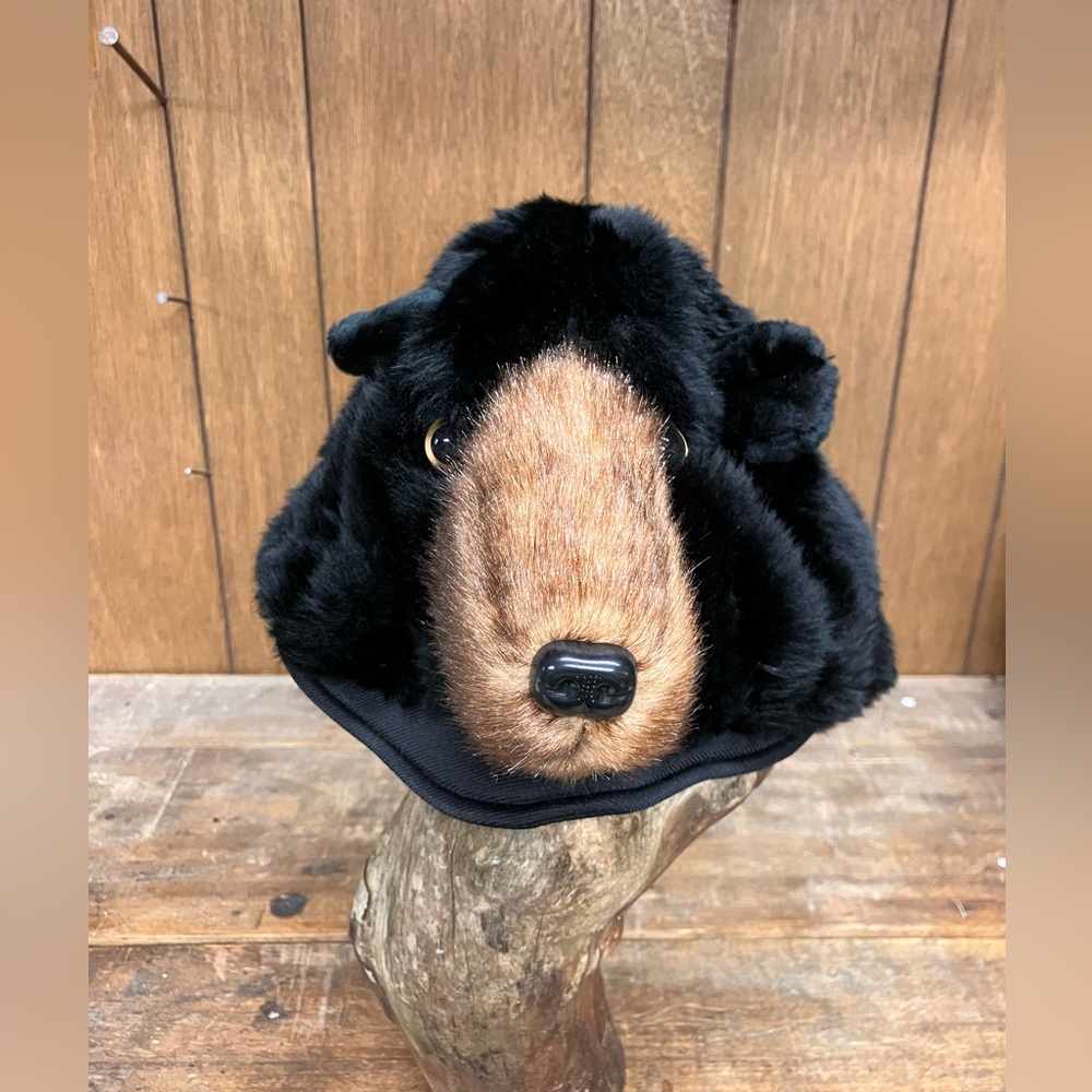 Plush Bear Kids Hat in Black and Brown - Soft Faux Fur